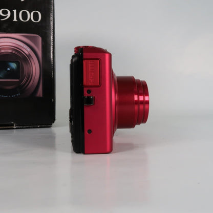 Nikon Coolpix S9100 12.1MP 18x Digital Camera Red, Case, SD Card – Very Good