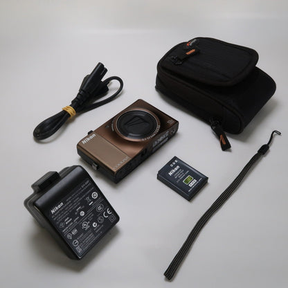 Nikon Coolpix S8000 14MP Digital Camera – Brown – 10x Zoom + Charger + Case