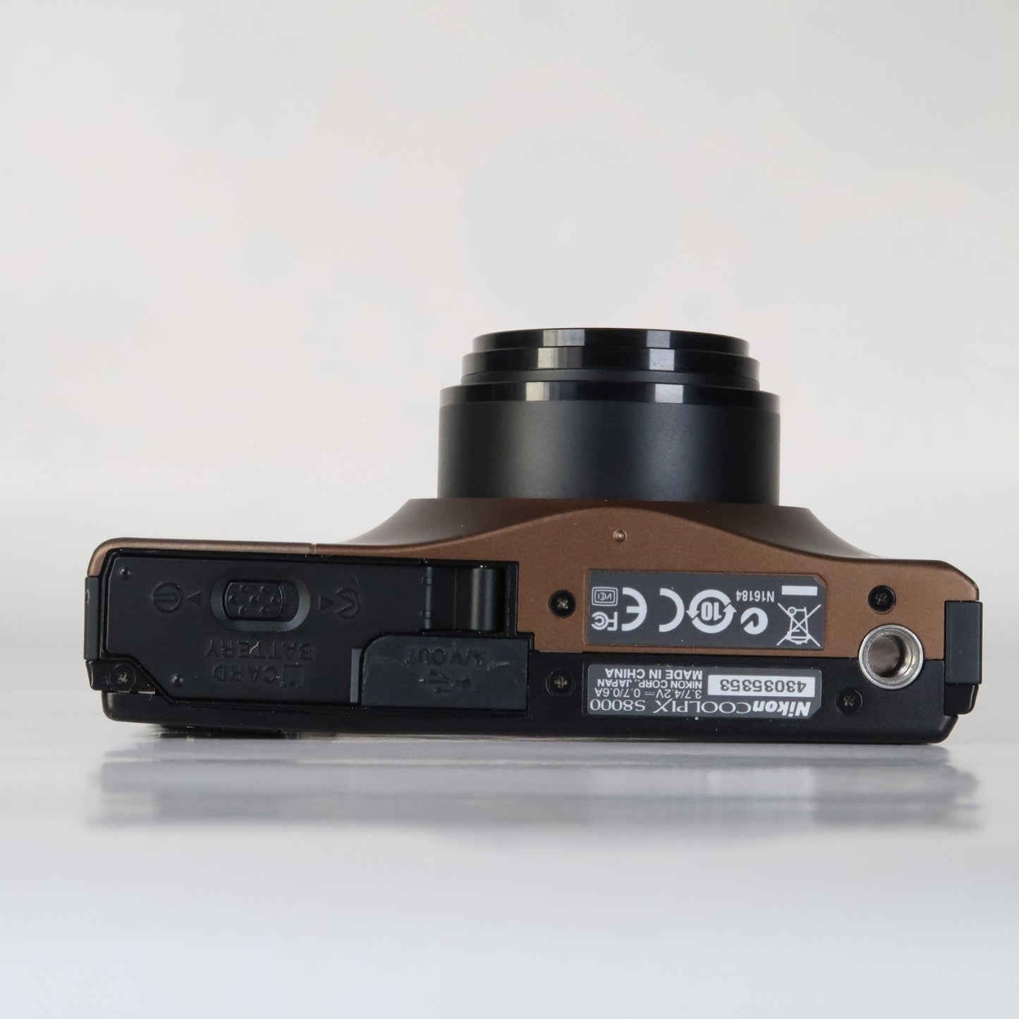 Nikon Coolpix S8000 14MP Digital Camera – Brown – 10x Zoom + Charger + Case