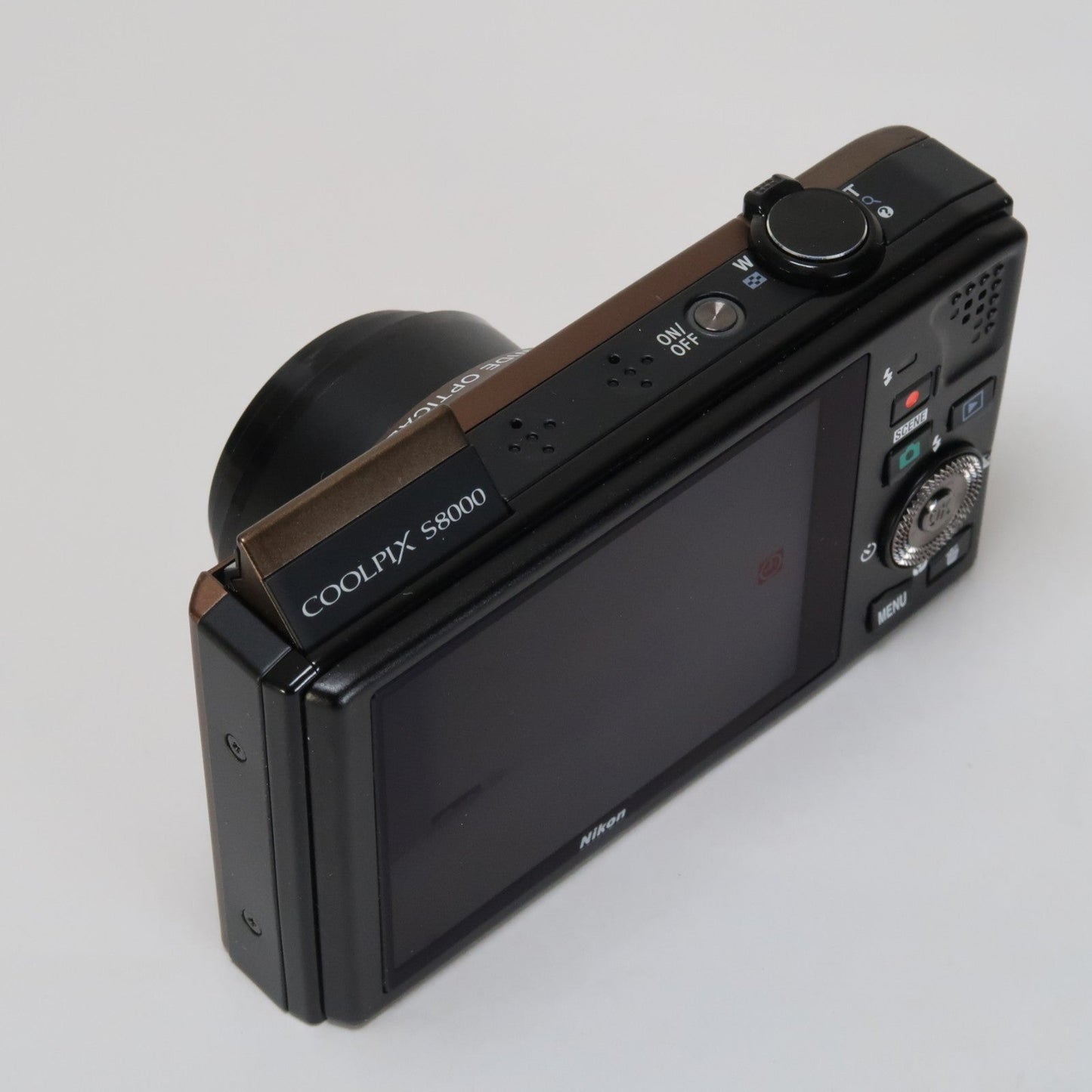 Nikon Coolpix S8000 14MP Digital Camera – Brown – 10x Zoom + Charger + Case