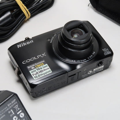 Nikon Coolpix S6300 16MP Compact Digital Camera – 10x Zoom, Case, SD Card