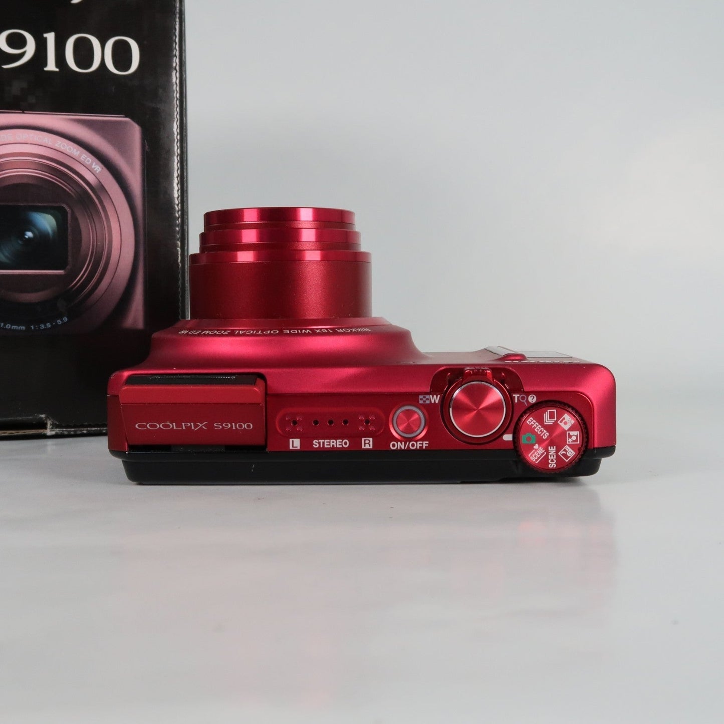 Nikon Coolpix S9100 12.1MP 18x Digital Camera Red, Case, SD Card – Very Good