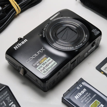 Nikon Coolpix S6300 16MP Compact Digital Camera – 10x Zoom, Case, SD Card