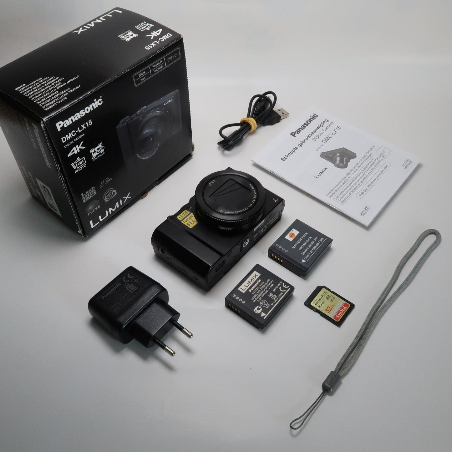 Panasonic Lumix DMC-LX15 Digital Camera – Black – Original Packaging + 32GB SD Card
