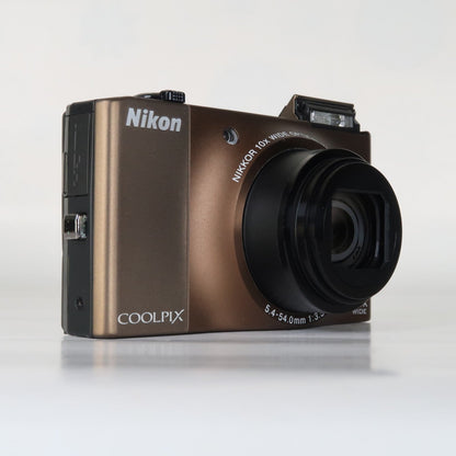 Nikon Coolpix S8000 14MP Digital Camera – Brown – 10x Zoom + Charger + Case